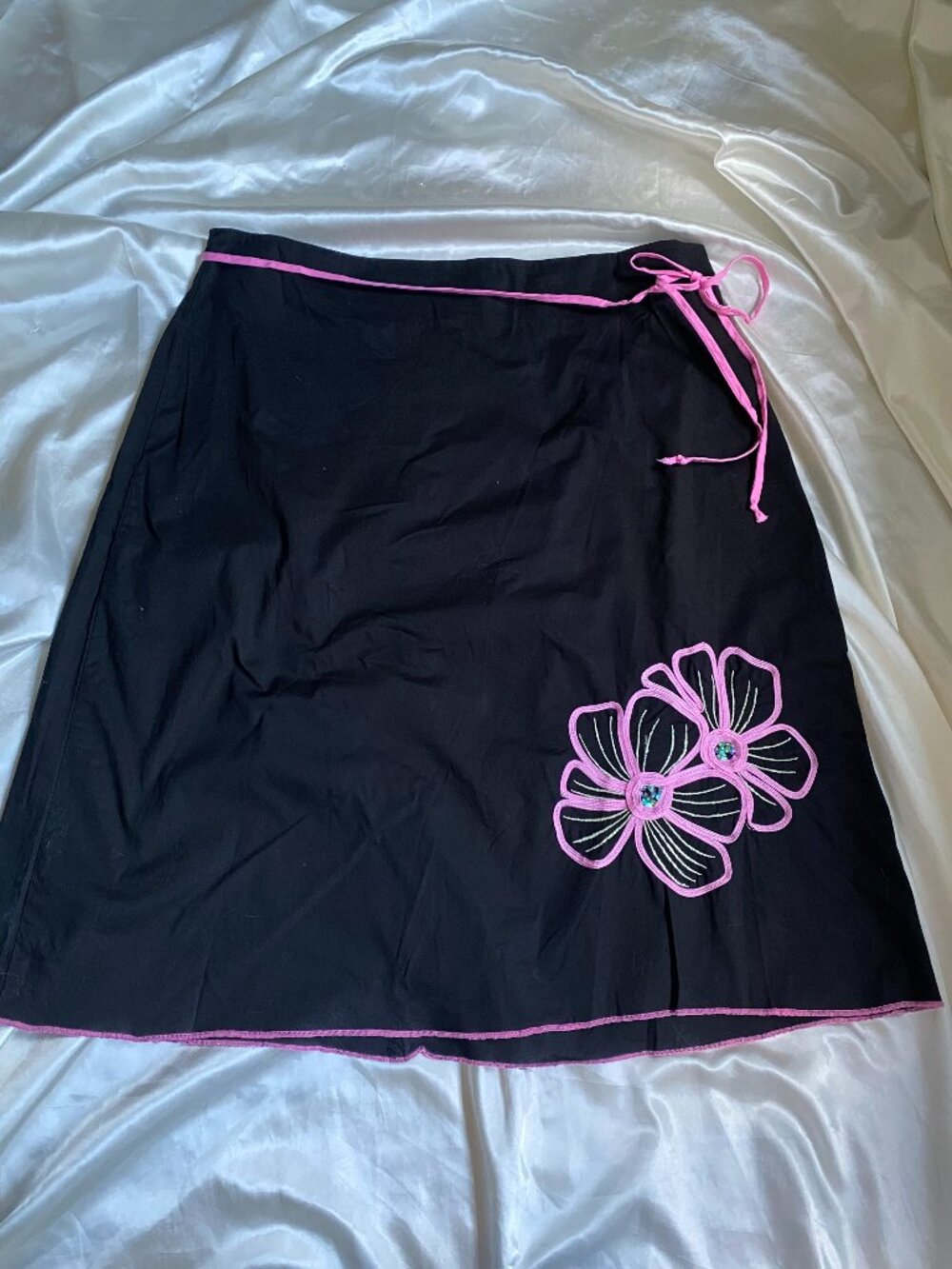 Vintage y2k Black Pink Floral Sequin Skirt Fairy Preppy Size 11